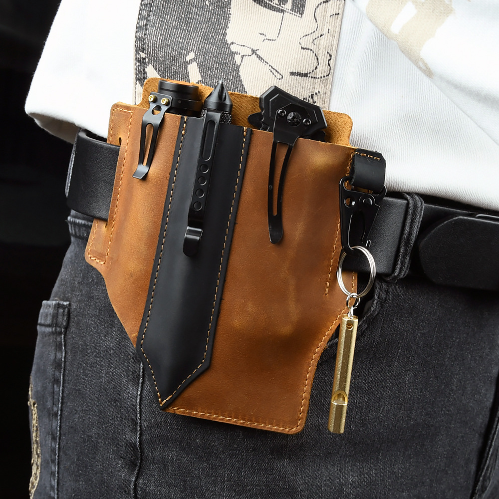 Men Travel Tactical Waist Bag  - Leather Edc. Carry Pouch recension och pris